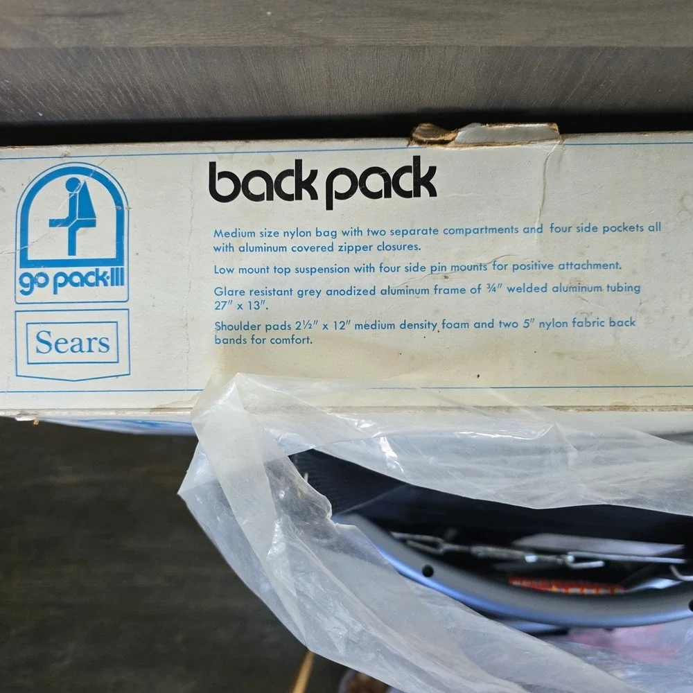 Vintage Sears Go Pack III Backpack Nylon External Aluminum Frame Japan Box Prop